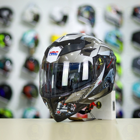 Mũ Royal M138b Đen Bóng + Tặng Dán Tem Decal Honda WINNER X Xám FREESHIP