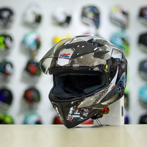 Mũ Royal M138b Đen Bóng + Tặng Dán Tem Decal Honda WINNER X Xám FREESHIP