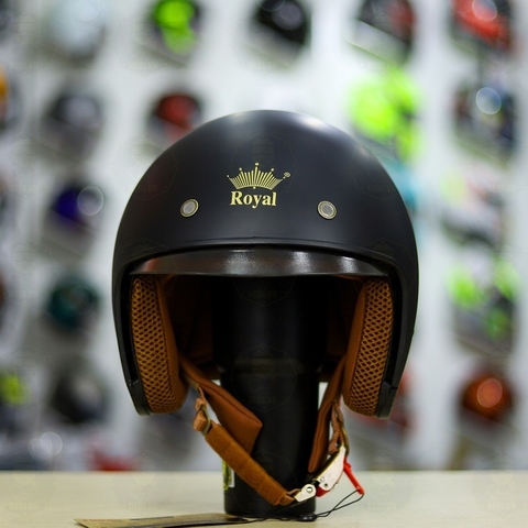 Combo Mũ 3/4 ROYAL M139 Đen Nhám Độ Khóa Chống Trộm