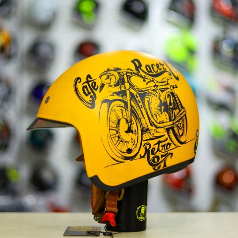 Combo Mũ 3/4 ROYAL M139 V7 Vàng Tem Nhám Độ Khóa Chống Trộm