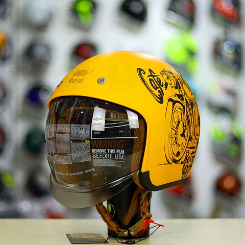 Mũ 3/4 Royal M139 V7 Vàng Đen Nhám FREESHIP