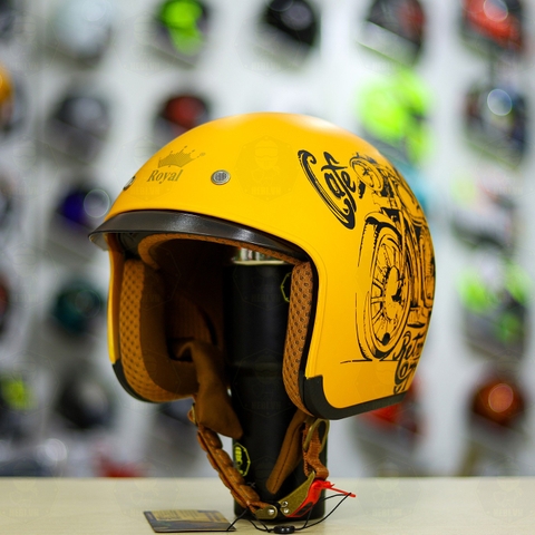 Mũ 3/4 Royal M139 V7 Vàng Đen Nhám FREESHIP
