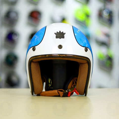 Mũ 3/4 ROYAL M20C Ruby Tem Trắng Xanh FREESHIP