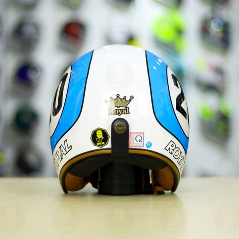 Mũ 3/4 ROYAL M20C Ruby Tem Trắng Xanh FREESHIP