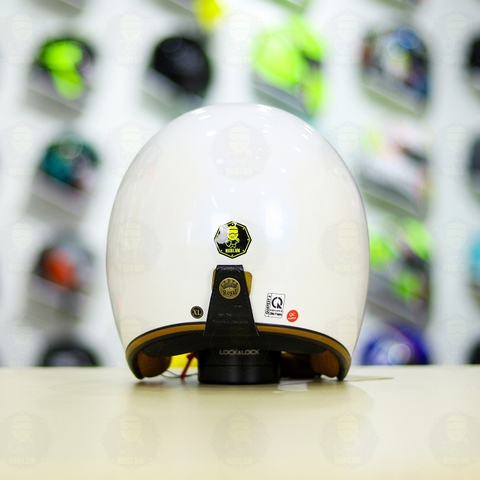 Combo Mũ 3/4 ROYAL M20c Trắng Bóng Độ Khóa Chống Trộm