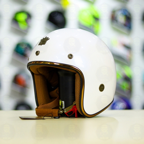 Mũ 3/4 ROYAL M20C Ruby Trắng Bóng FREESHIP