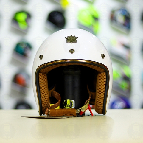 Mũ 3/4 ROYAL M20C Ruby Trắng Bóng FREESHIP