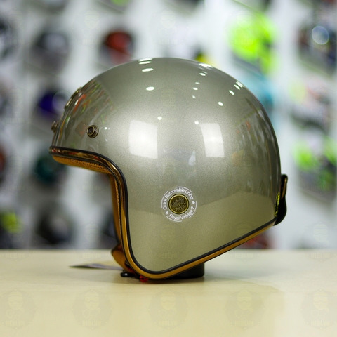 Combo Mũ 3/4 ROYAL M20c Xám Bóng Độ Khóa Chống Trộm