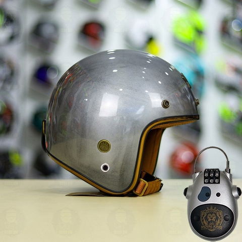 Combo Mũ 3/4 ROYAL M20c Xước Bóng Độ Khóa Chống Trộm