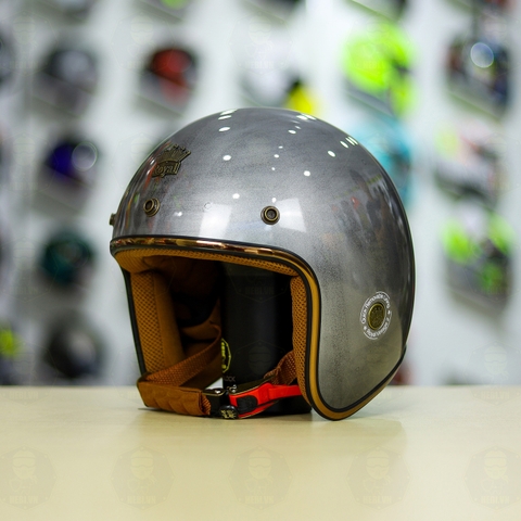 Mũ 3/4 ROYAL M20C Ruby Xám Xước Bóng FREESHIP