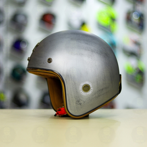 Combo Mũ 3/4 ROYAL M20c Xám Xước Nhám Độ Khóa Chống Trộm