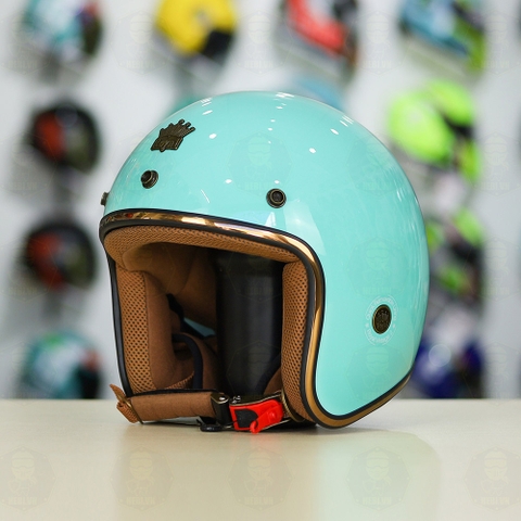 Combo Mũ 3/4 ROYAL M20C Xanh Ngọc Độ Khóa Chống Trộm