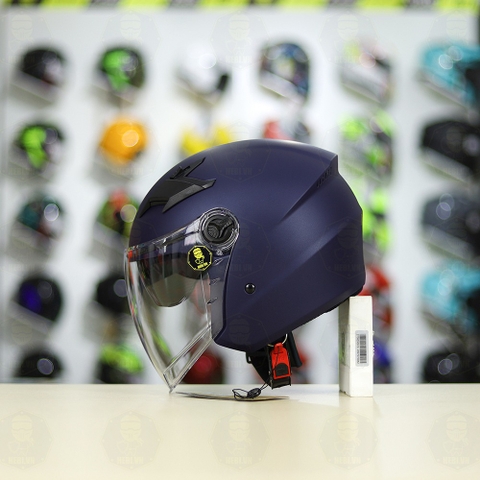 Mũ 3/4 Royal M268(2 Kính) Xanh Mực Nhám Nhỏ Gọn Nhẹ FREESHIP