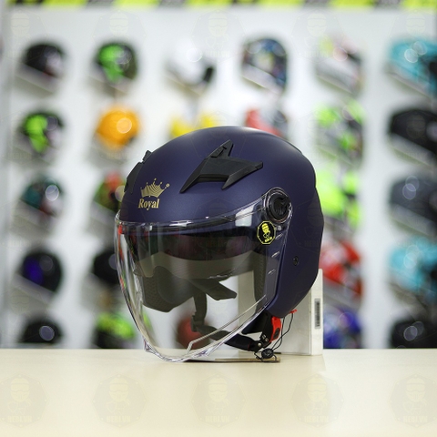 Mũ 3/4 Royal M268(2 Kính) Xanh Mực Nhám Nhỏ Gọn Nhẹ FREESHIP