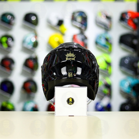 Combo Mũ 3/4 ROYAL XH01 Đen Bóng Độ Khóa Chống Trộm