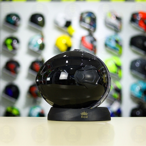 Combo Mũ 3/4 ROYAL XH01 Đen Bóng Độ Khóa Chống Trộm