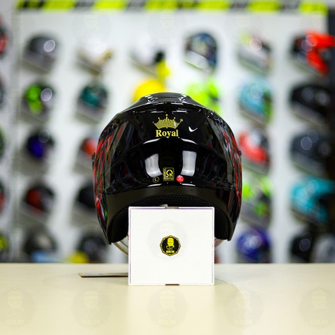 Mũ 3/4 Royal XH01 EE Đen Đỏ Bóng FREESHIP