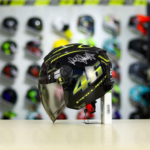 Mũ 3/4 ROYAL XH01 + Dán Tem Decal AGV Project 46 Vàng