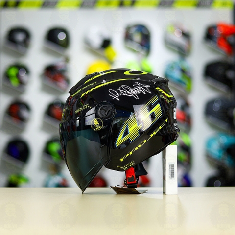 Mũ 3/4 ROYAL XH01 + Dán Tem Decal AGV Project 46 Vàng