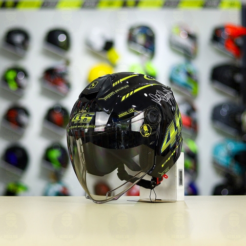 Mũ 3/4 ROYAL XH01 + Dán Tem Decal AGV Project 46 Vàng