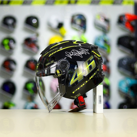 Mũ 3/4 ROYAL XH01 + Dán Tem Decal AGV Project 46 Vàng