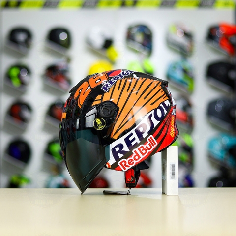 Mũ 3/4 ROYAL XH01 + Dán Tem Decal Honda REPSOL FREESHIP