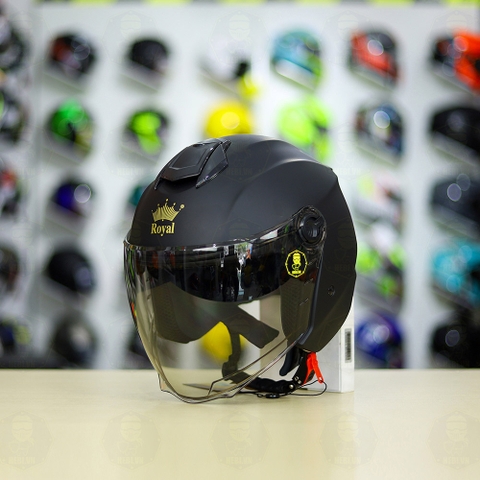 Combo Mũ 3/4 ROYAL XH01 Đen Nhám Độ Khóa Chống Trộm