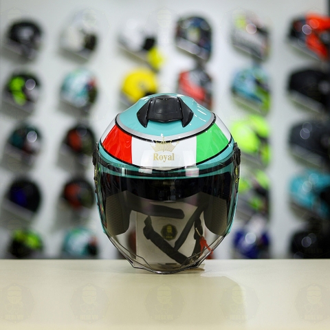 Mũ 3/4 Royal XH01 LEOPARD Xanh Ngọc Bóng FREESHIP