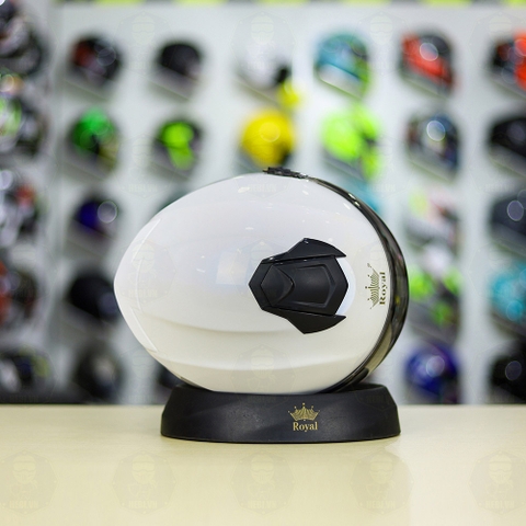 Mũ 3/4 Royal XH01 Trắng Bóng FREESHIP