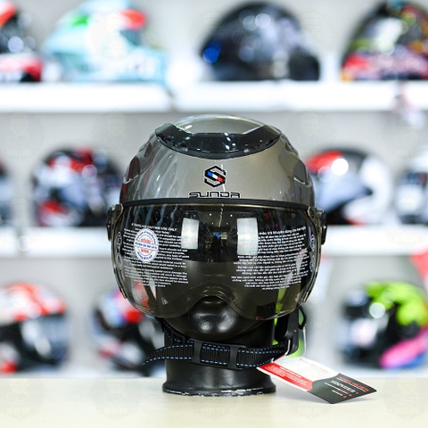 Mũ 1/2 Sunda 125BC Xám Bóng FREESIZE