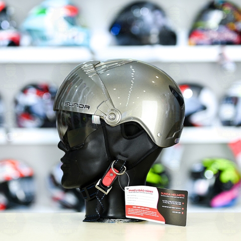 Mũ 1/2 Sunda 135D Xám Bóng FREESIZE