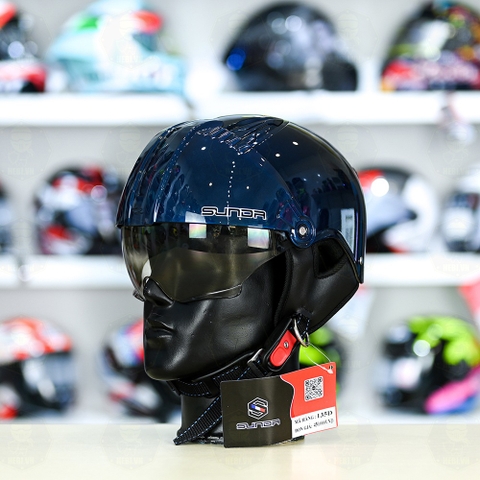 Mũ 1/2 Sunda 135D Xanh Dương Bóng FREESIZE