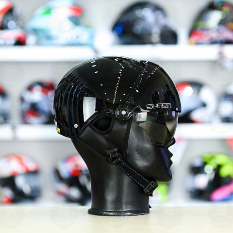 Mũ 1/2 Sunda 135D Đen Bóng FREESIZE