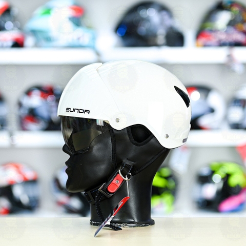 Mũ 1/2 Sunda 135D Trắng Bóng FREESIZE