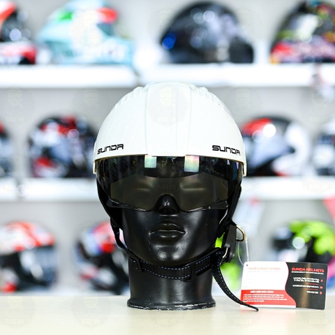 Mũ 1/2 Sunda 135D Trắng Bóng FREESIZE