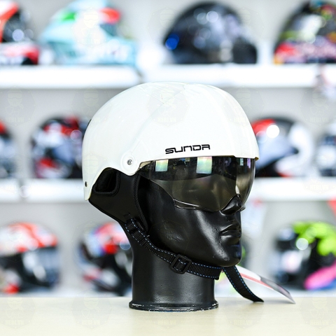 Mũ 1/2 Sunda 135D Trắng Bóng FREESIZE