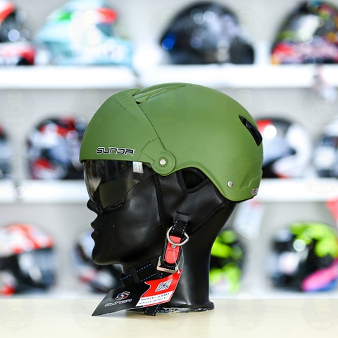 Mũ 1/2 Sunda 135D Xanh Lính Nhám FREESIZE