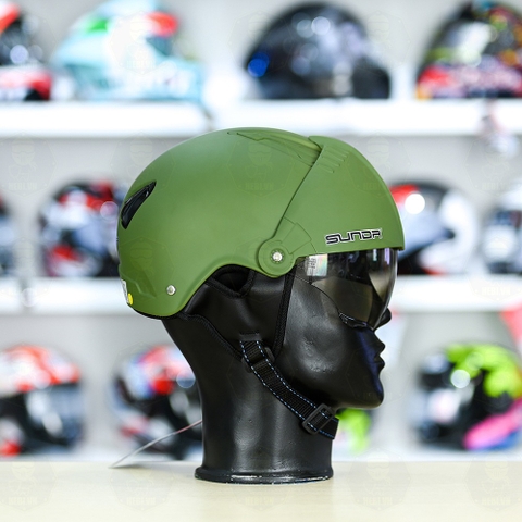 Mũ 1/2 Sunda 135D Xanh Lính Nhám FREESIZE