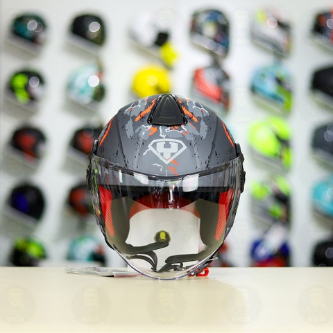 Mũ 3/4 YOHE 851 Camo Xám Đỏ Nhám FREESHIP