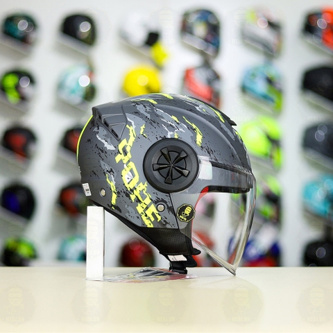 Mũ 3/4 YOHE 851 Camo Xám Vàng Neon Nhám FREESHIP