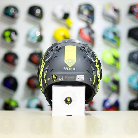 Mũ 3/4 YOHE 851 Camo Xám Vàng Neon Nhám FREESHIP