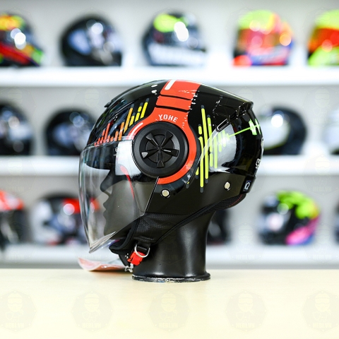 Mũ 3/4 YOHE 851 HP Đen Đỏ Xanh Bóng FREESHIP