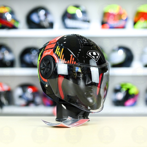 Mũ 3/4 YOHE 851 HP Đen Đỏ Xanh Bóng FREESHIP