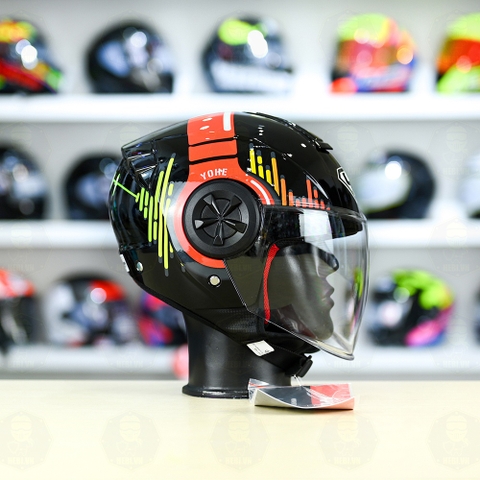 Mũ 3/4 YOHE 851 HP Đen Đỏ Xanh Bóng FREESHIP