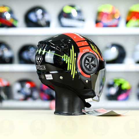 Mũ 3/4 YOHE 851 HP Đen Đỏ Xanh Bóng FREESHIP