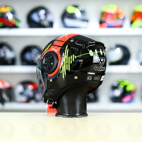 Mũ 3/4 YOHE 851 HP Đen Đỏ Xanh Bóng FREESHIP