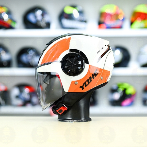 Mũ 3/4 YOHE 851 Trắng Cam FREESHIP