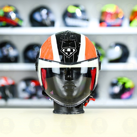 Mũ 3/4 YOHE 851 Trắng Cam FREESHIP