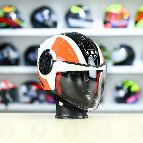 Mũ 3/4 YOHE 851 Trắng Cam FREESHIP