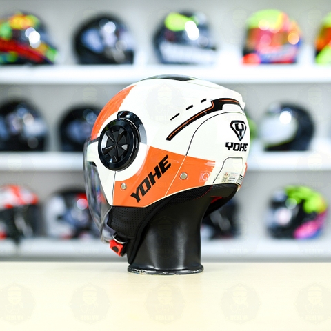 Mũ 3/4 YOHE 851 Trắng Cam FREESHIP